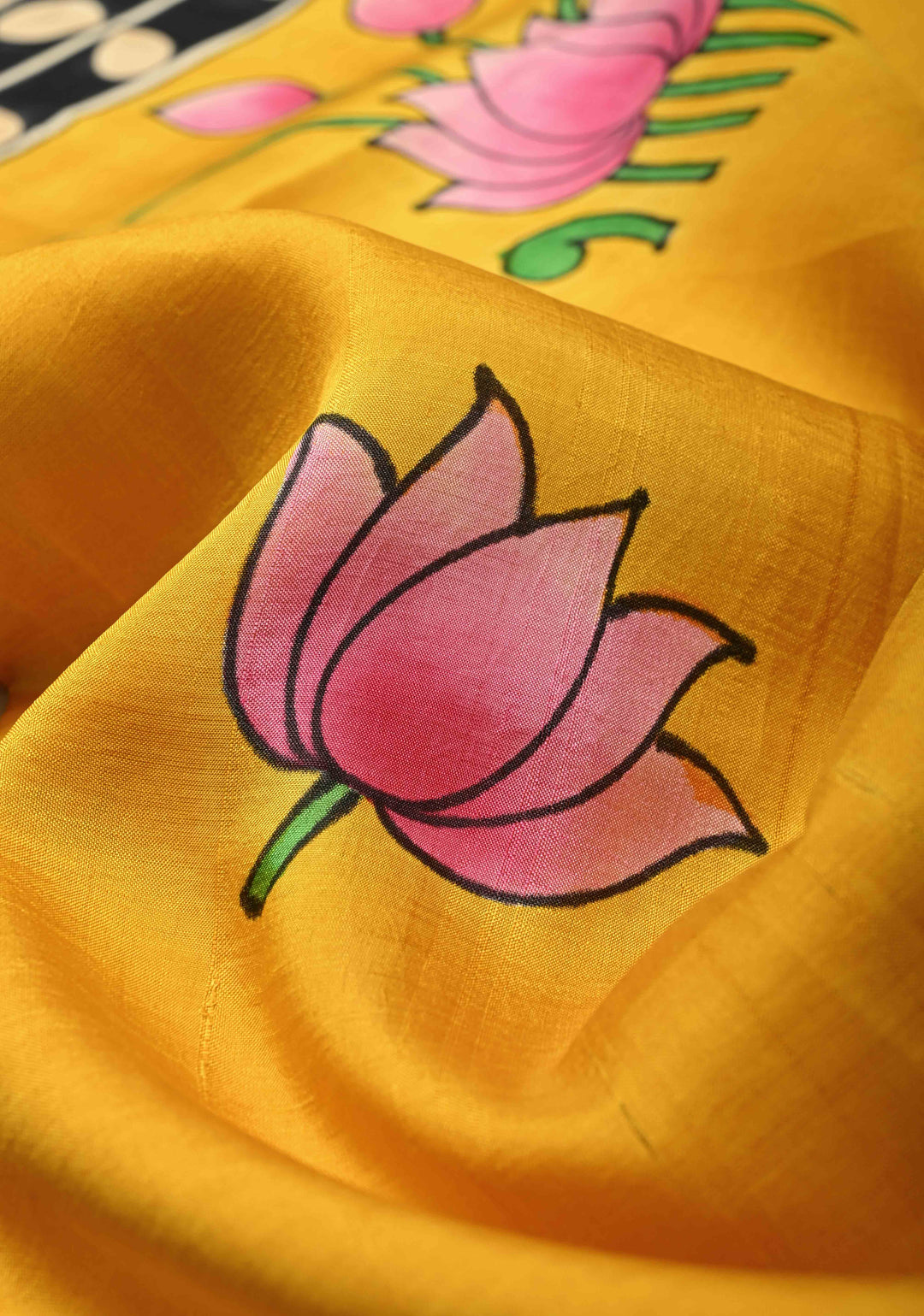 Prussian Blue Pure Handloom Tussar Silk saree with Kalamkari Pichawai Handpainted | SILK MARK CERTIFIED (Copy)