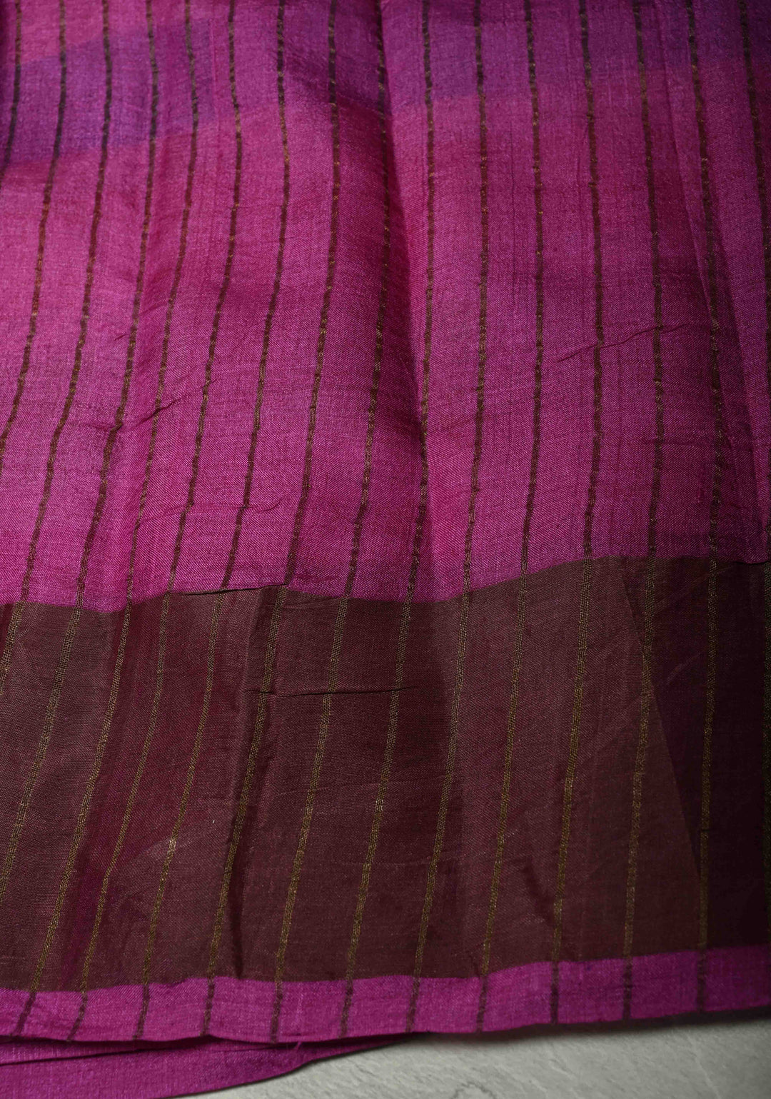 Multicolor Pure Handloom Jari Tussar Silk Saree with Blockprint and Zari Border | SILK MARK CERTIFIED