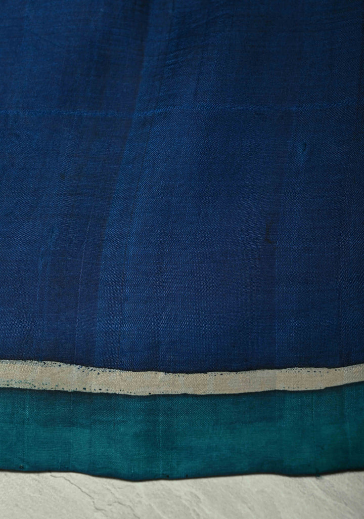 Black Hand Wax Batik Print on JLightweight Tussar Silk saree with Krishna and Peacock Feather Design | SILK MARK CERTIFIED (Copy)