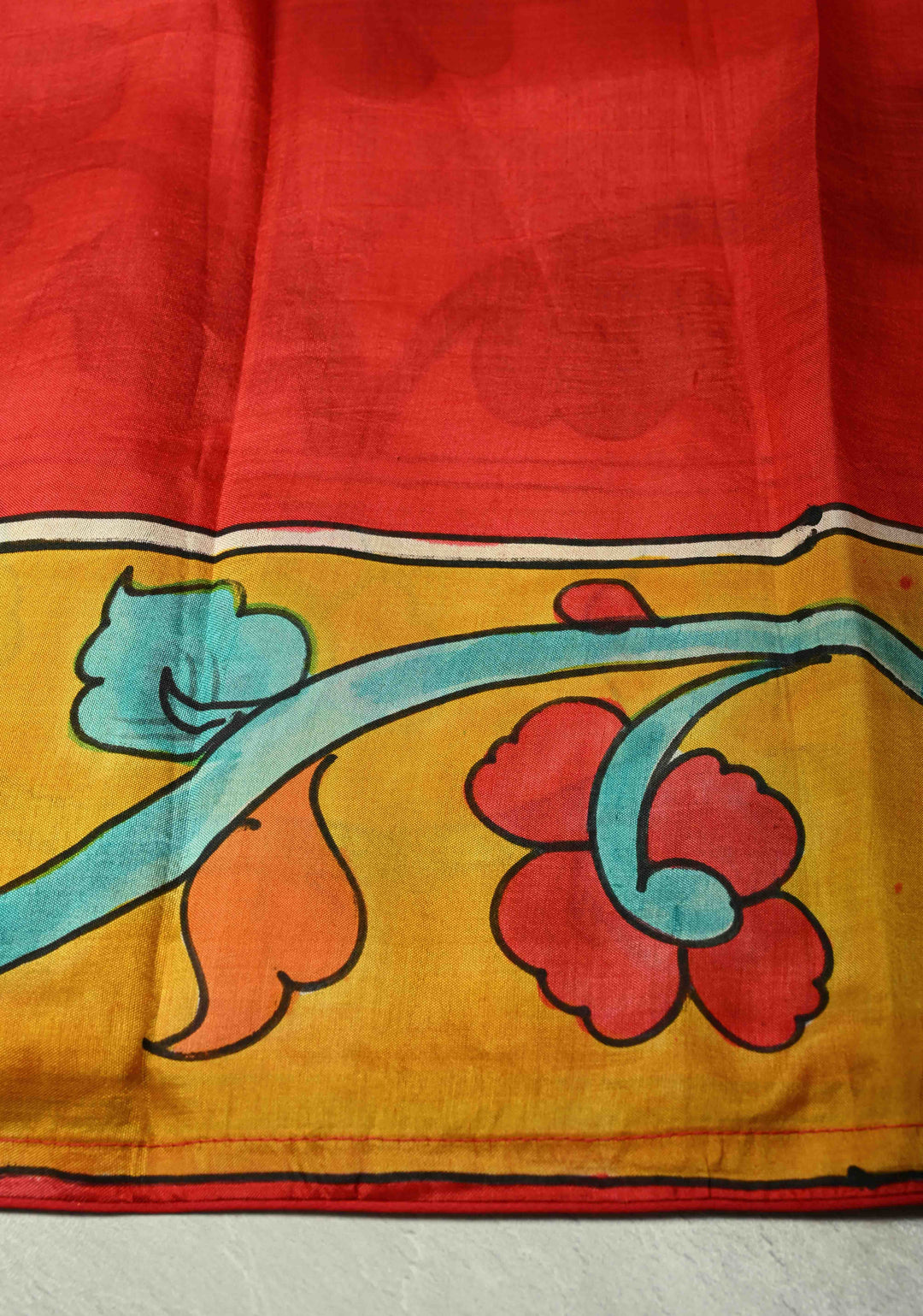 Off White Pure Tussar Silk Saree with Kalamkari Hand Painted and Peacock Motifs on Pallu | SILK MARK CERTIFIED