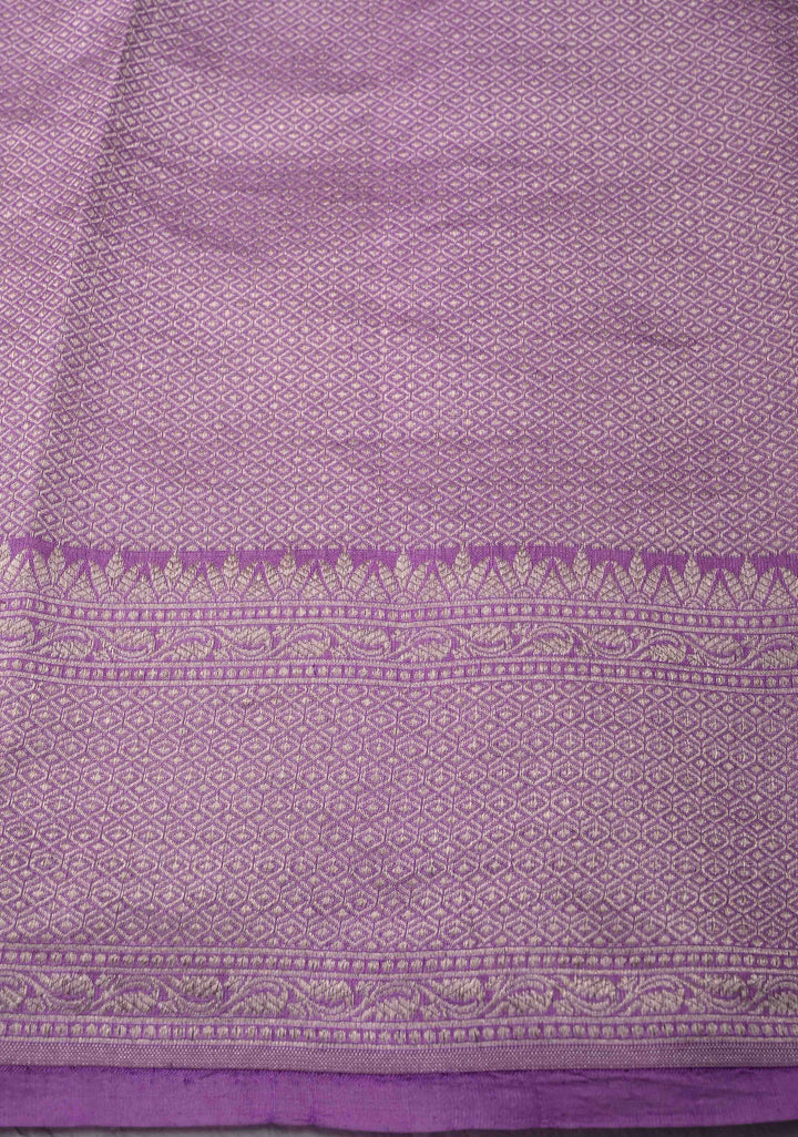 Dark Lavender Meenakari Velvet Weaving on Pure Mashru Silk Saree with Zari Brocade and Border
