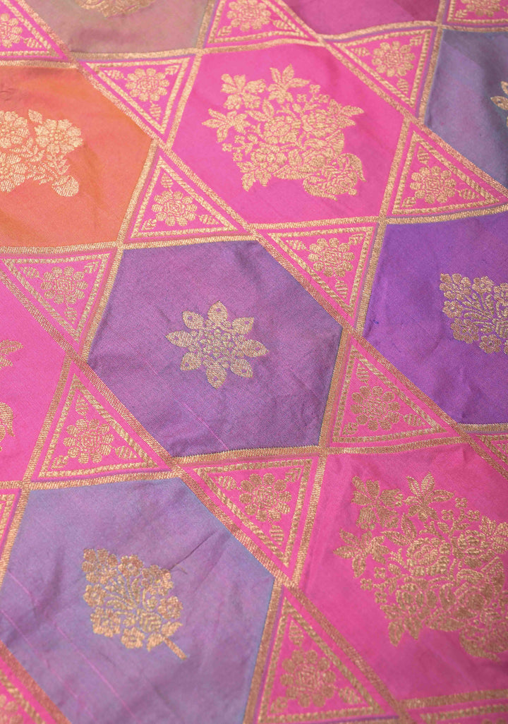 Multicolor Banarasi Katan silk saree with Rangkaat Style Design and Zari Border | SILK MARK CERTIFIED