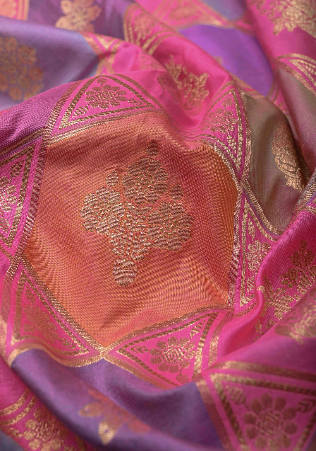 Multicolor Banarasi Katan silk saree with Rangkaat Style Design and Zari Border | SILK MARK CERTIFIED