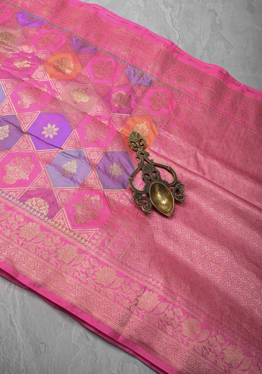 Multicolor Banarasi Katan silk saree with Rangkaat Style Design and Zari Border | SILK MARK CERTIFIED