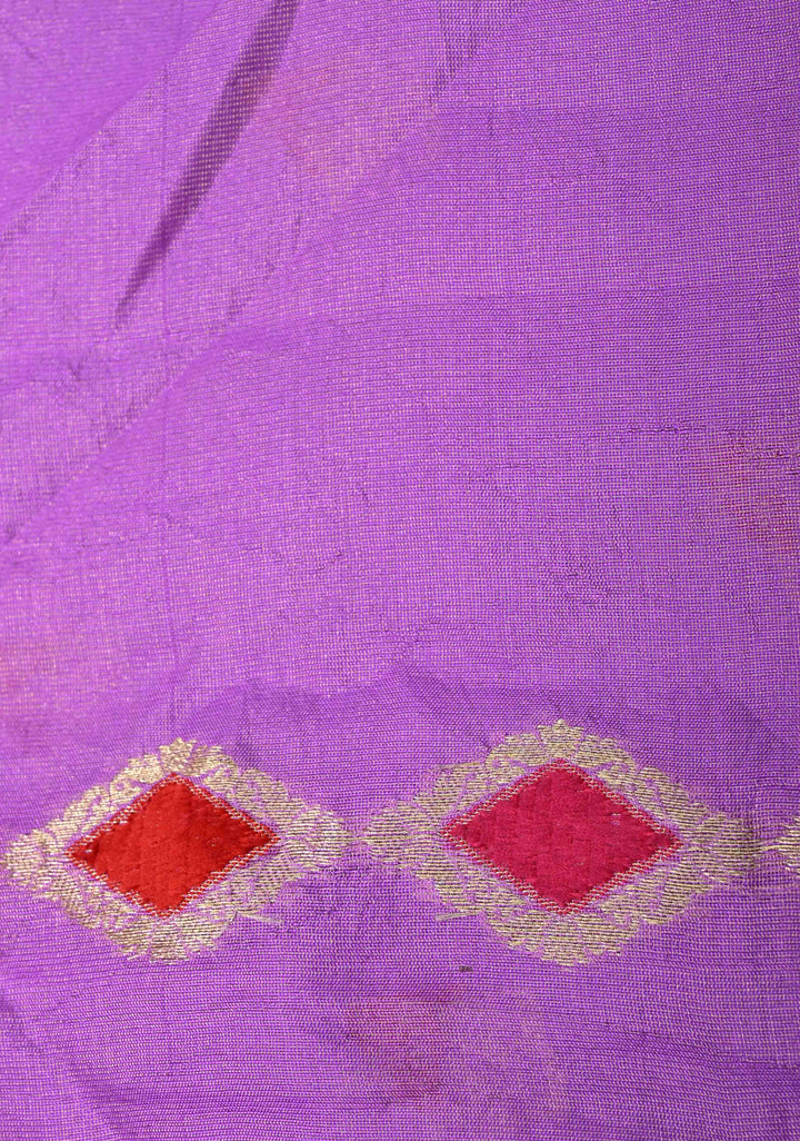 Stunning Lavender Tissue Velvet Weaving on Pure Mashru Silk Saree with Meenakari Zari Butta and Border |  SILK MARK CERTIFIED