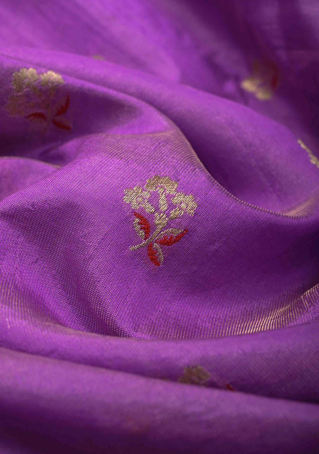 Stunning Lavender Tissue Velvet Weaving on Pure Mashru Silk Saree with Meenakari Zari Butta and Border |  SILK MARK CERTIFIED