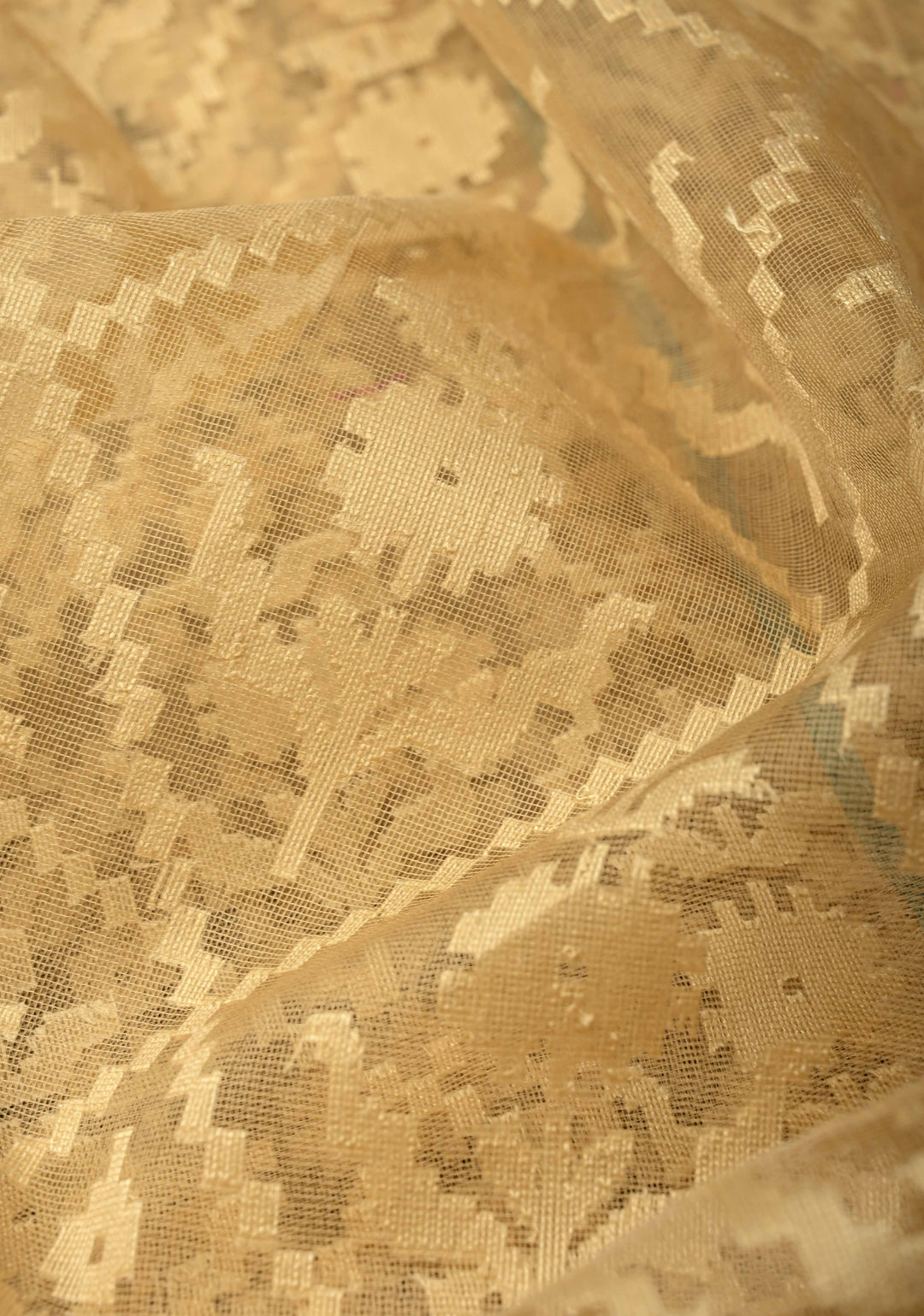 Golden hue Banarasi Net Handloom Saree with Zari Borders | SILK MARK CERTIFIED