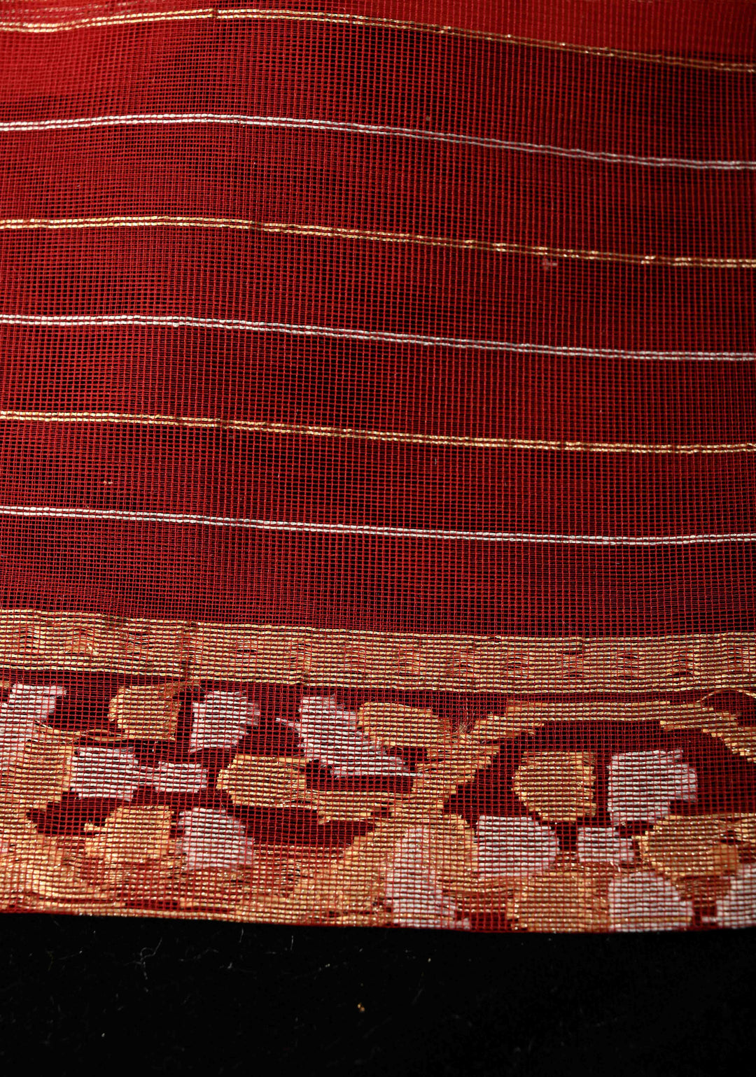 Exquisite Multicolor Rangkaat Inspired Design on Banarasi Raw Silk Net Saree with Net Border and Pallu | SILK MARK CERTIFIED