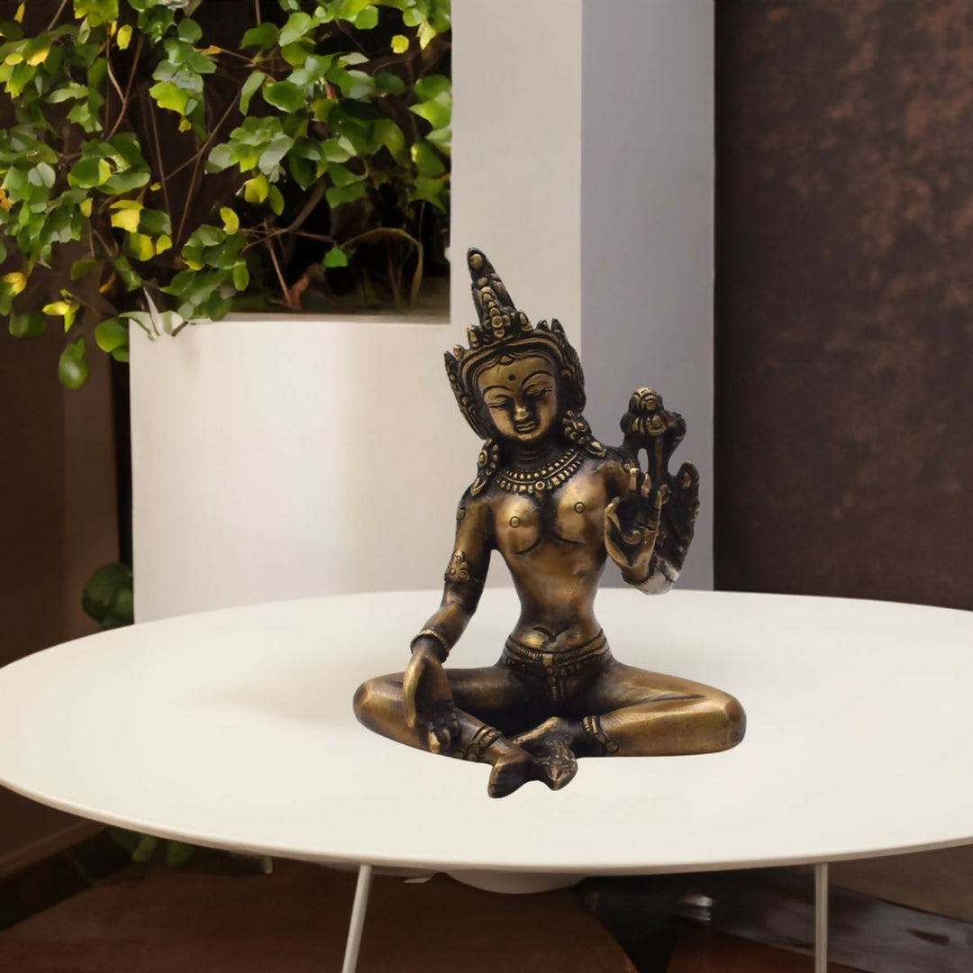 BRASS TARA DEVI IDOL WITH ANTIQUE FINISH 5.00*4.00*3.00 | SHOBITAM