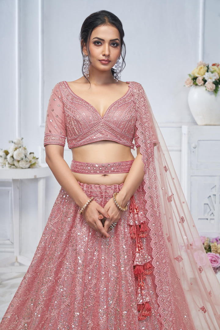 Peach Pink Bridesmaid & Special Occassion Lehenga