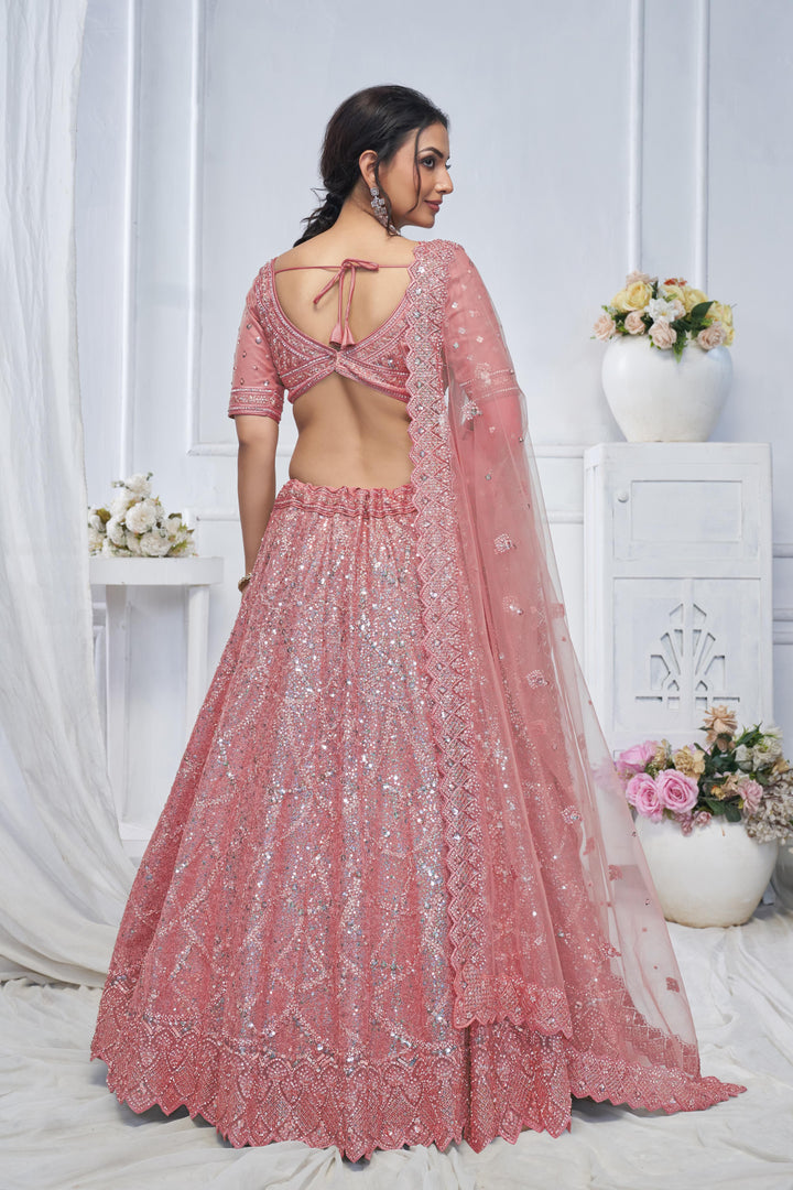 Peach Pink Bridesmaid & Special Occassion Lehenga