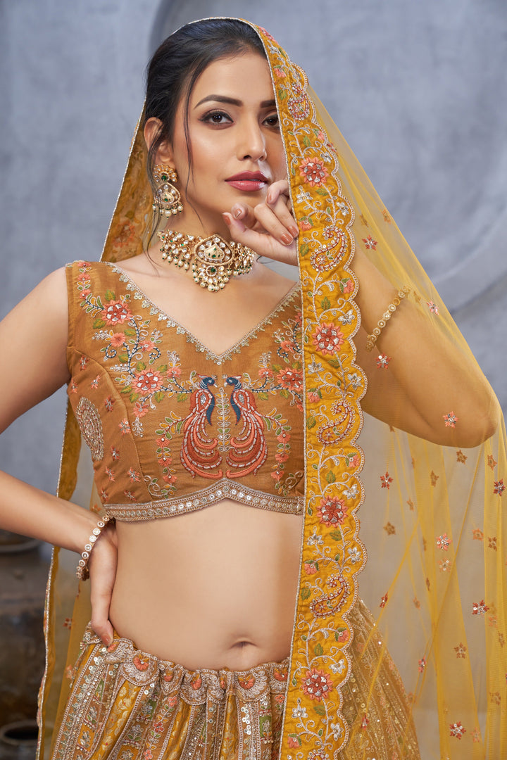 Blooming Mustard Embroidered Lehenga
