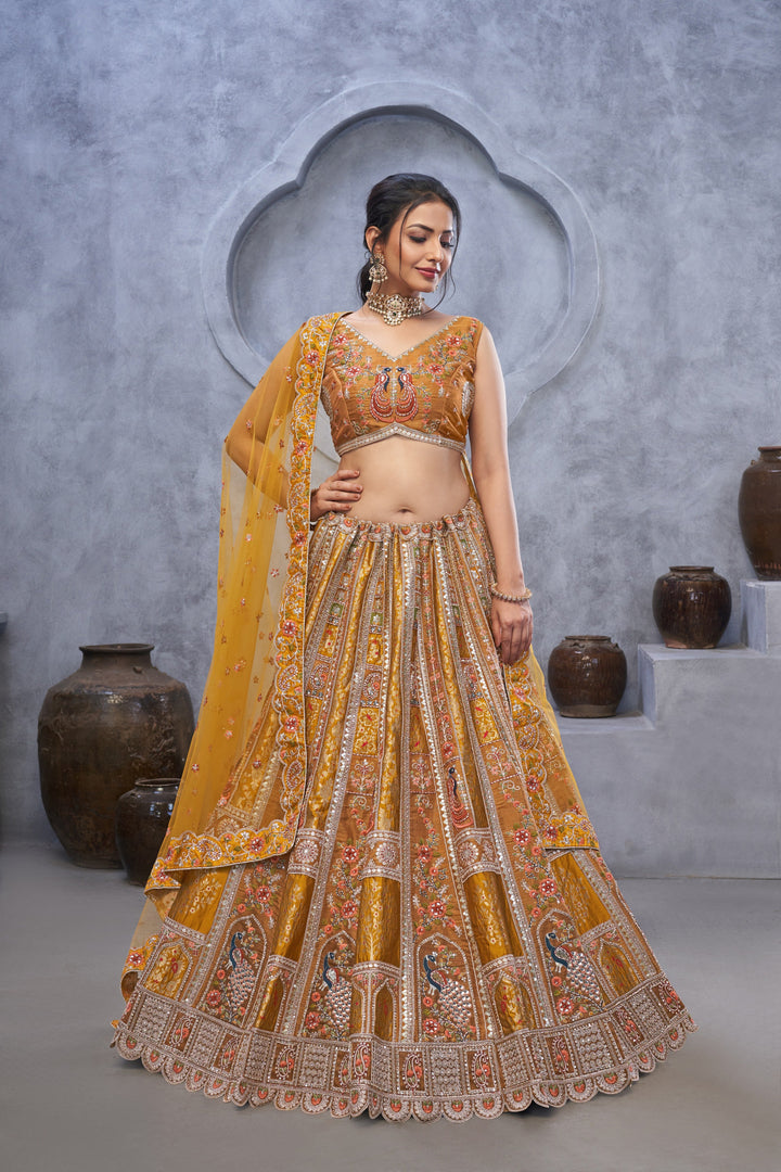 Blooming Mustard Embroidered Lehenga