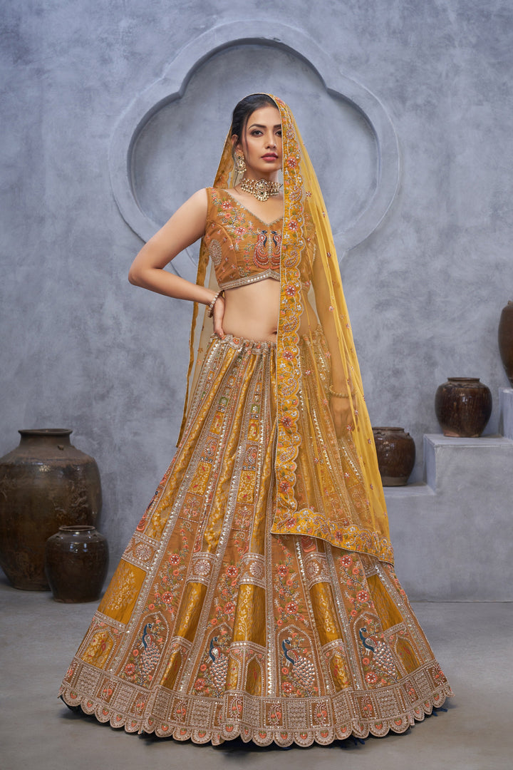 Blooming Mustard Embroidered Lehenga