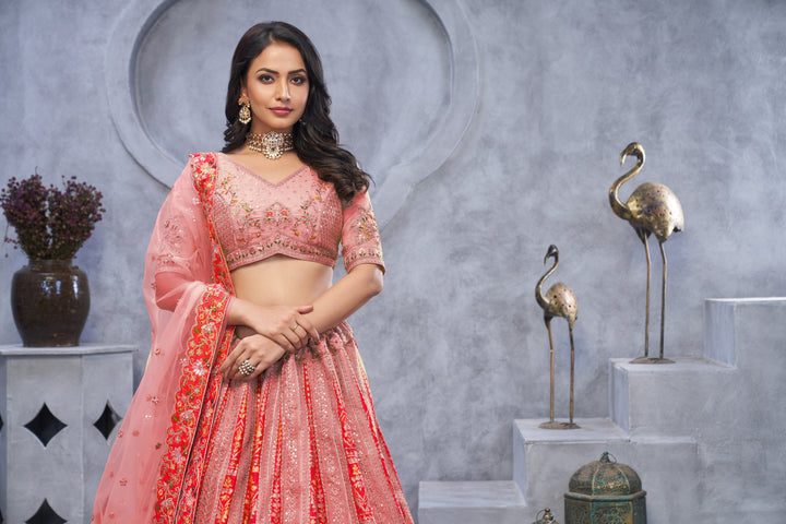 Royal Grace Embroidered Lehenga in Light Pink