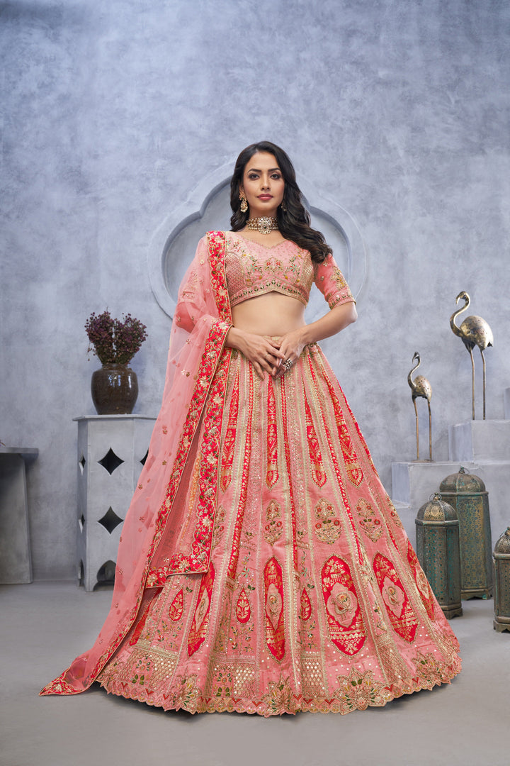 Royal Grace Embroidered Lehenga in Light Pink
