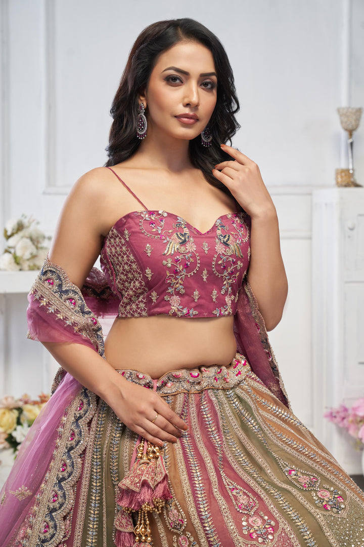 Royal Bloom Multi-Hue Net Lehenga for special occasions