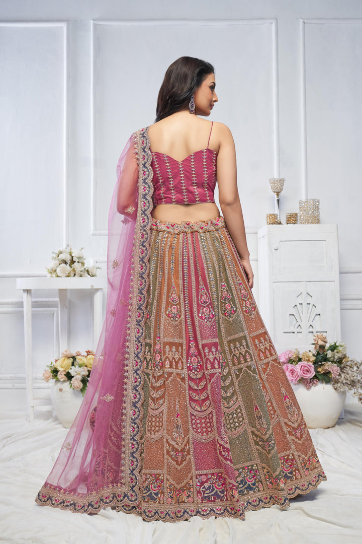 Royal Bloom Multi-Hue Net Lehenga for special occasions