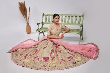 Cream & Rose Grandeur Lehenga