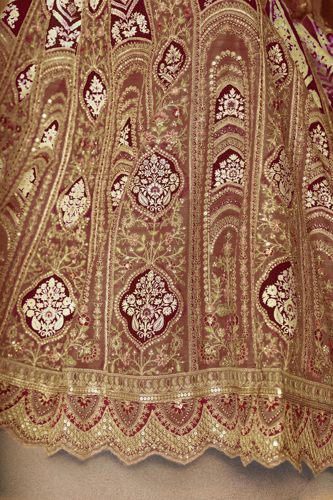 Zehra Mocha Aari Work Lehenga