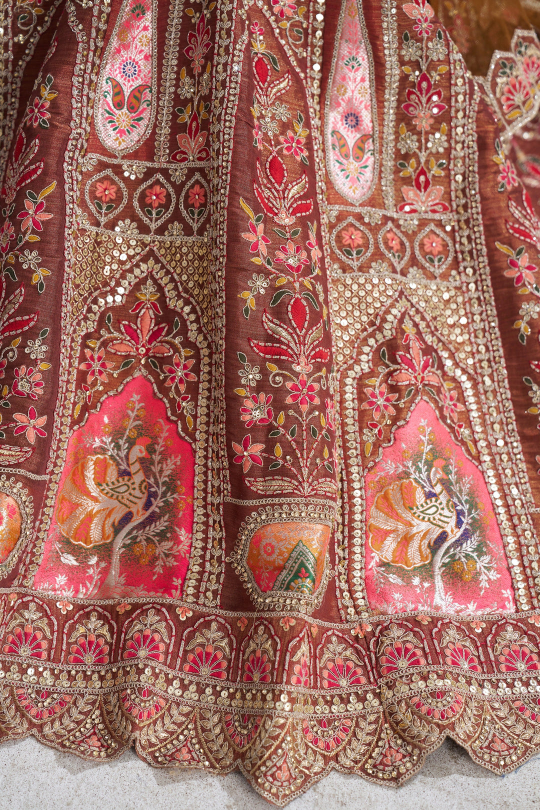 Kavya Aari Embroidered Lehenga in Coffee