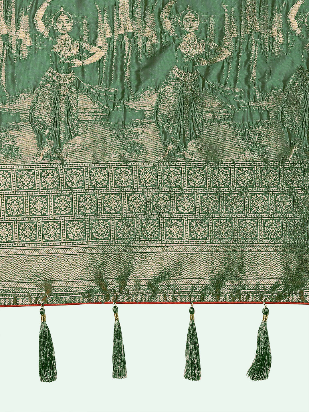 Red Faux Banarasi Silk Saree With Zari Woven Design | SHOBITAM