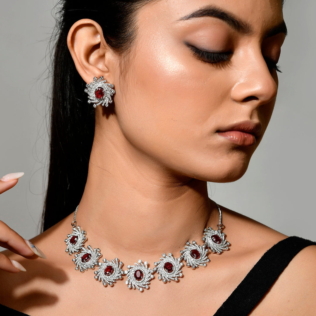 Fireworks Magenta Magic Necklace Set | SHOBITAM