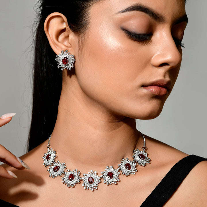 Fireworks Magenta Magic Necklace Set | SHOBITAM