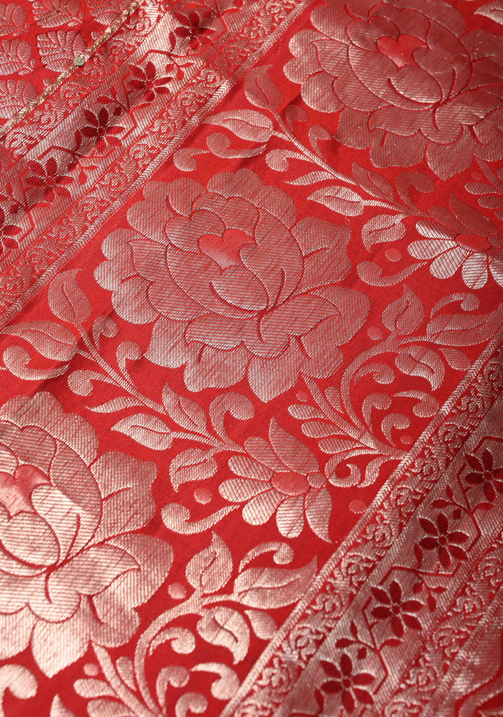Rama Green Sequins,cutdana and Mirror Work on Kanjivaram Silk Saree with Floral, Peacock Brocade Jaal | SILK MARK CERTIFIED