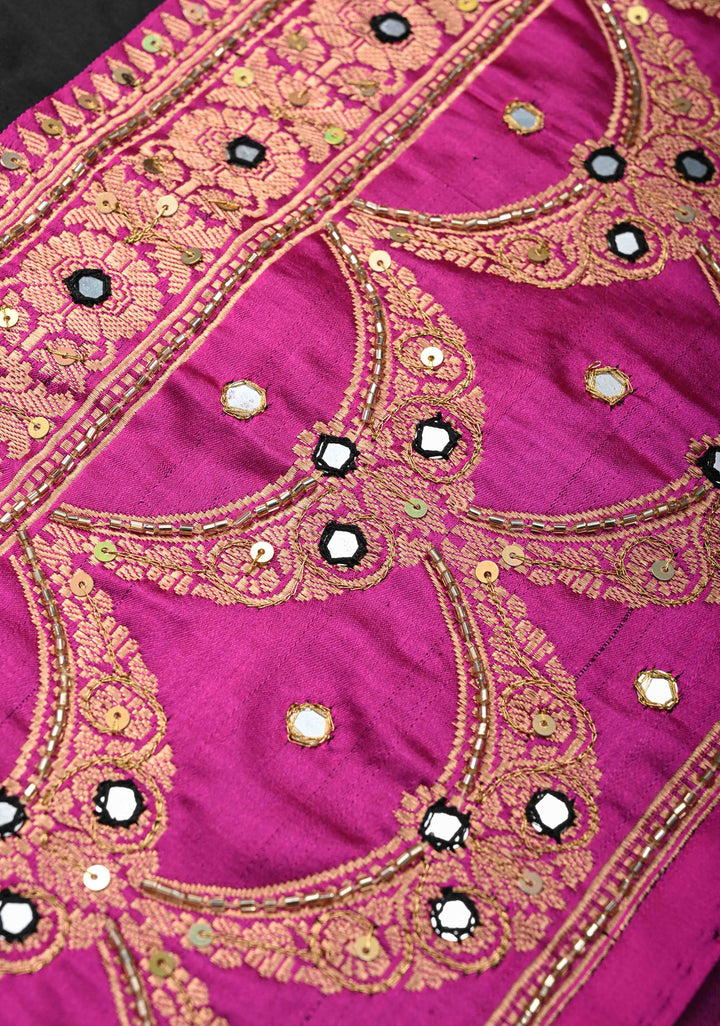 Handwork Sequins, cutdana, Mirror work on Black Katan Silk Saree | SILK MARK CERTIFIED