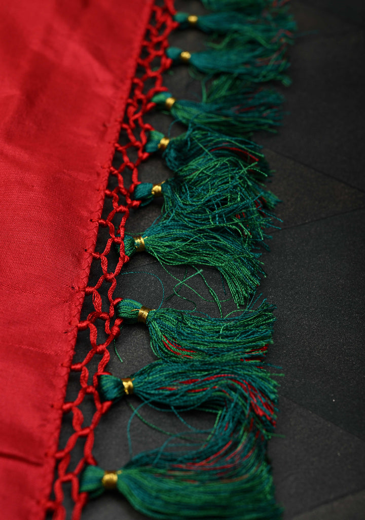 Bottle Green Kanchi Silk Cotton Saree with Meenakari Buttas with paithani style border  and Embellishments
