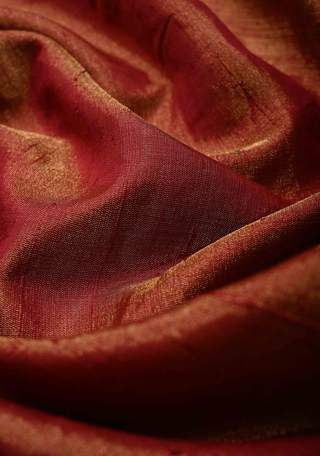 Maroon Tissue Pure Raw Silk Kanjivaram Saree with Wide Zari Border and Sequins, Cutdana Moti Hand Work  | SILK MARK CERTIFIED