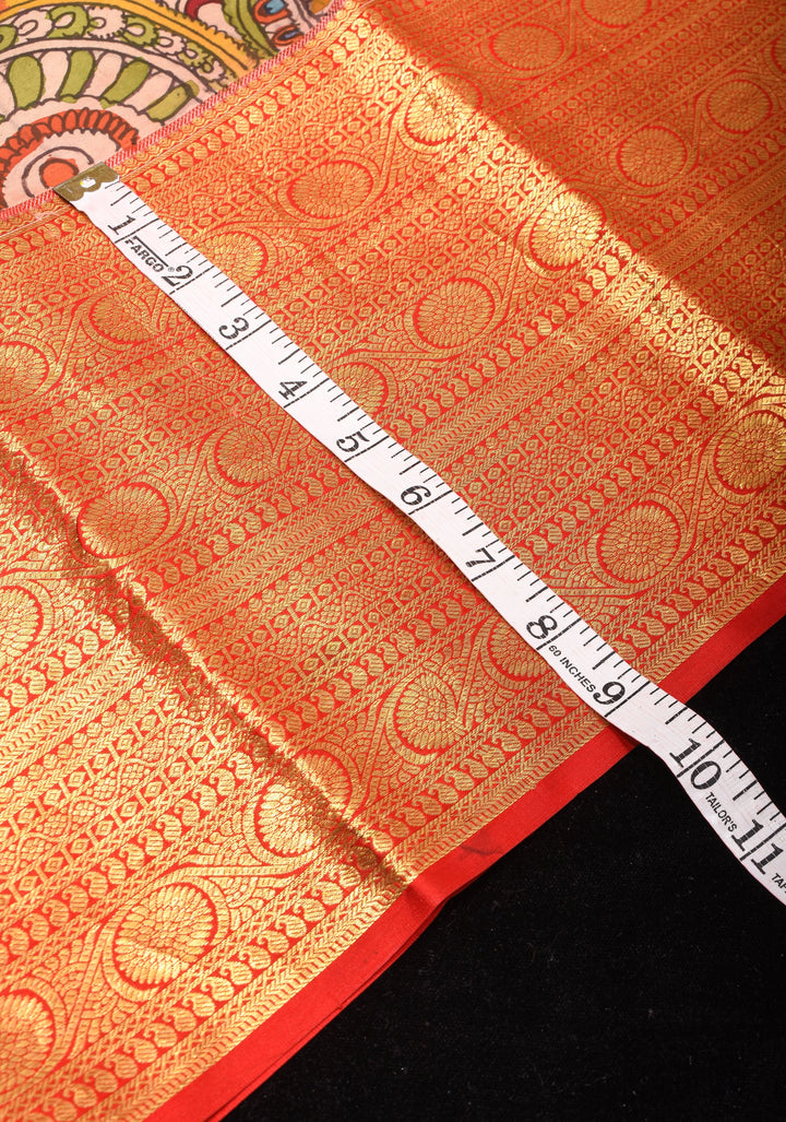 Preorder : Tree of Life - Iconic Pen Kalamkari on Pure Kanjivaram SIlk with wide border saree| SILK MARK CERTIFIED