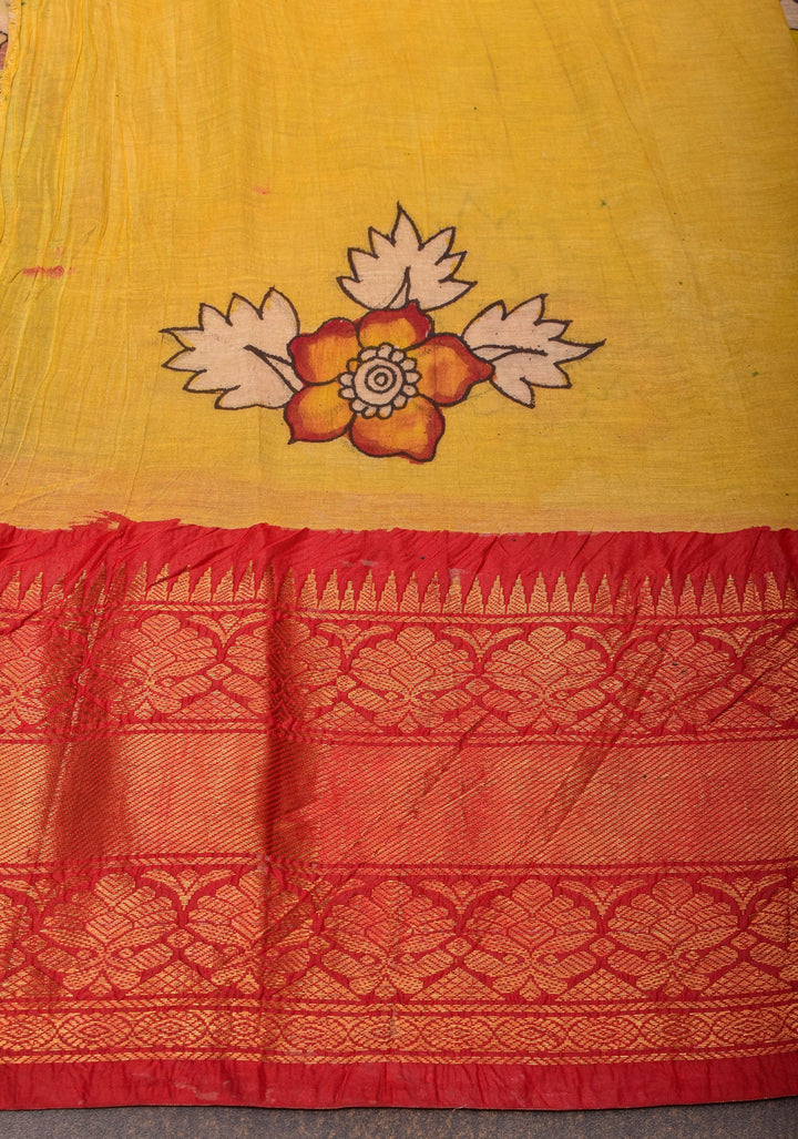 Authentic Pen Kalamkari on Chennuri Silk with Big Border
