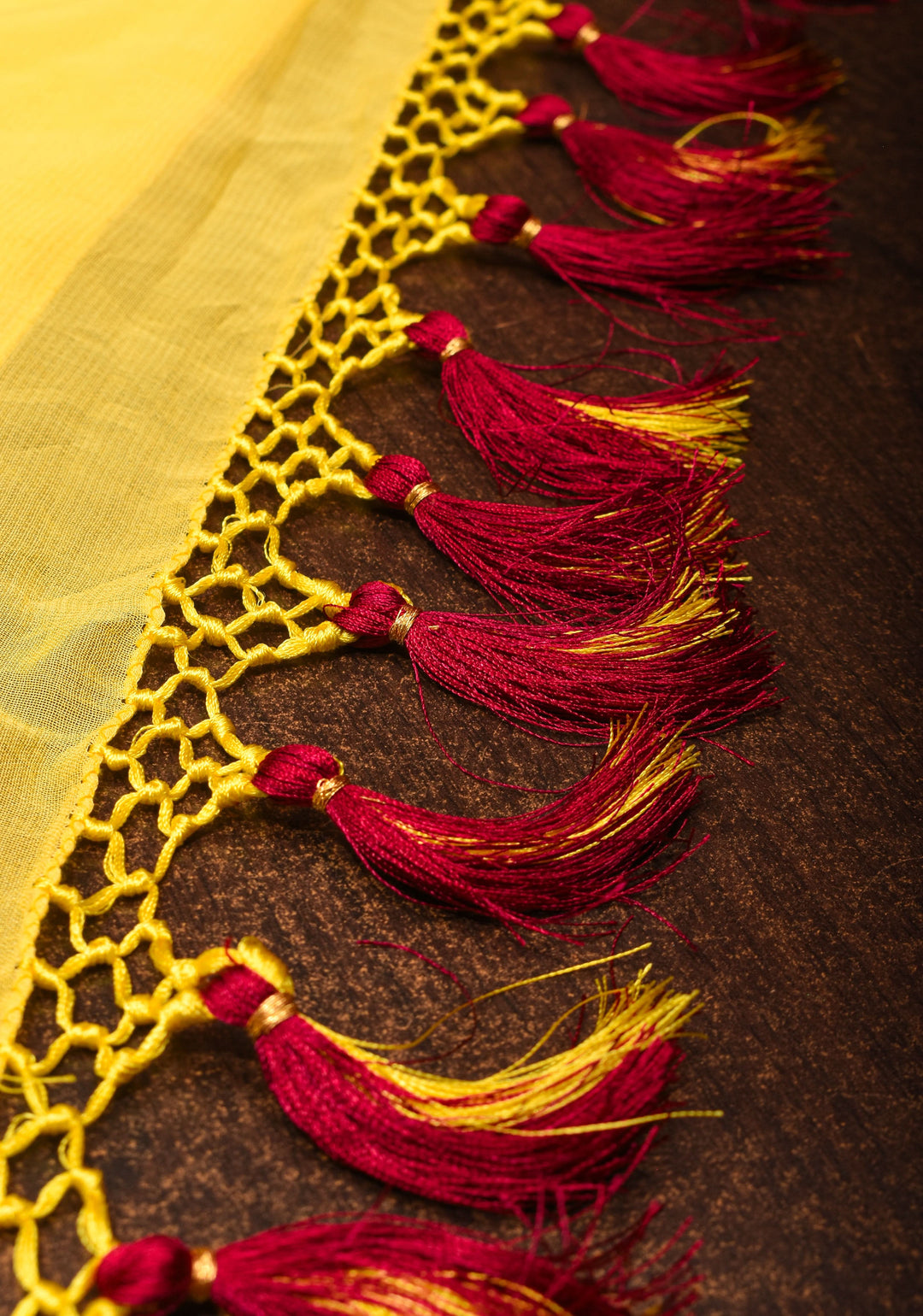 Wisteria -Yellow Chiffon Saree with Handpainted Florals