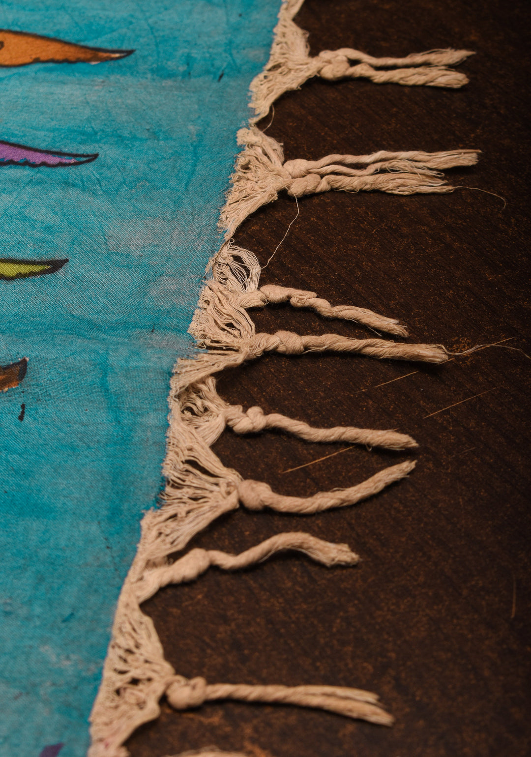 Dupatta: Cyan Pen Kalamkari with floral digital Dupatta on Pure Kanjivaram with Handmade Tassels | SILK MARK CERTIFIED