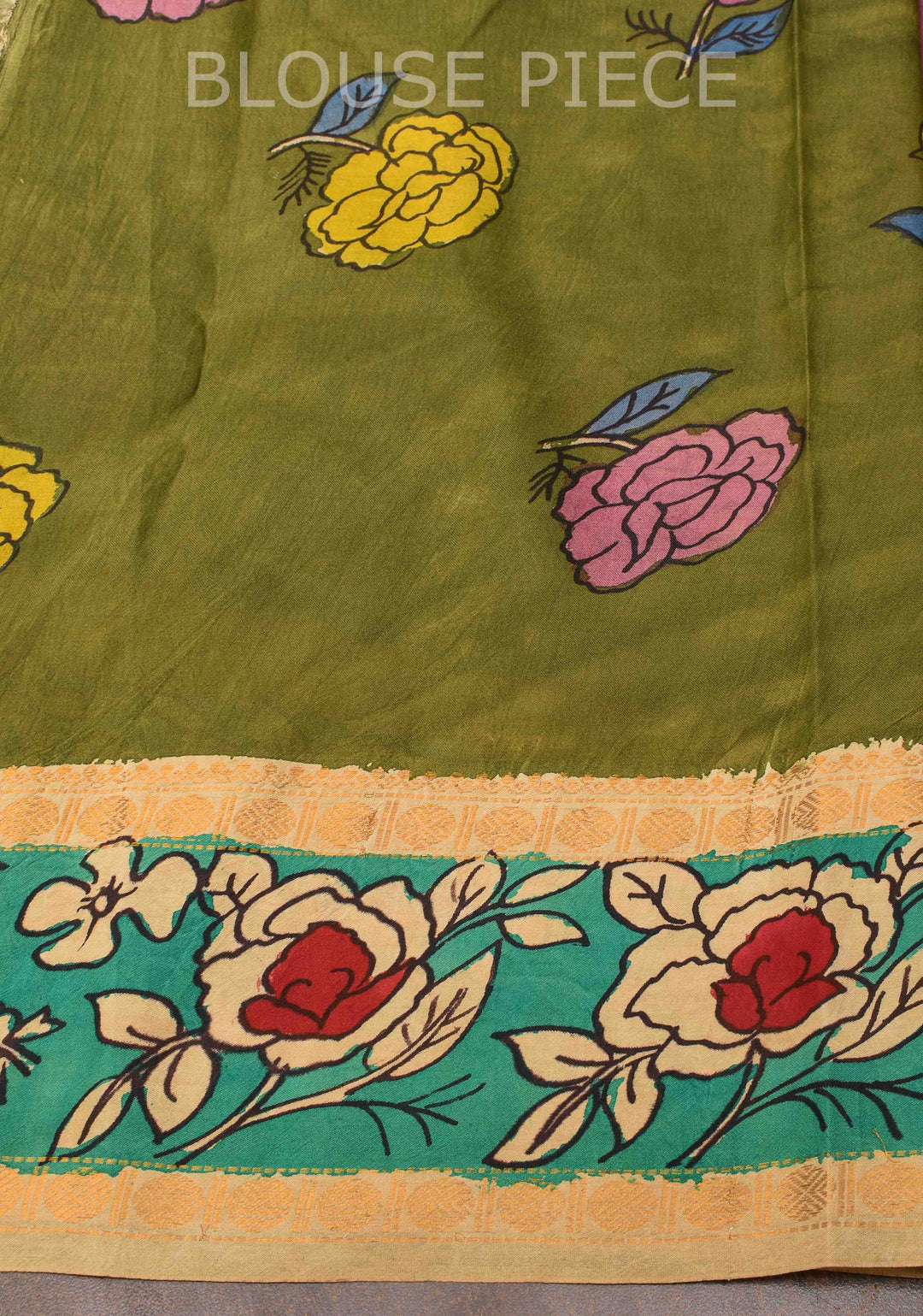 Floral and Annapakshi Theme : Pink Authentic Pen kalamkari on pure Assam Silk Saree with Border