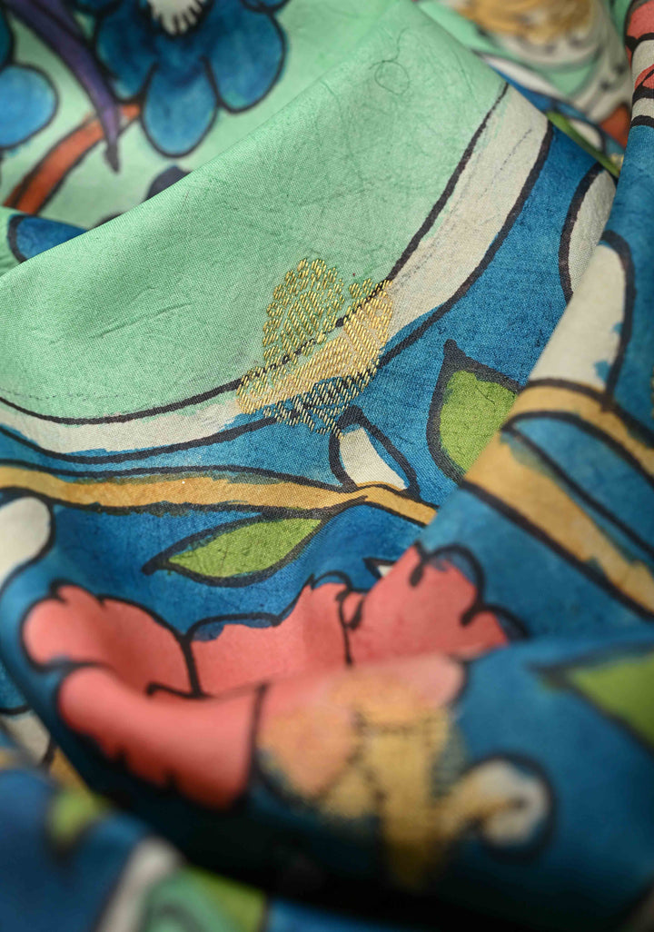 Tree of Life - Iconic Pen Kalamkari on Pure Kanjivaram SIlk with Annapakshi zari border saree| SILK MARK CERTIFIED