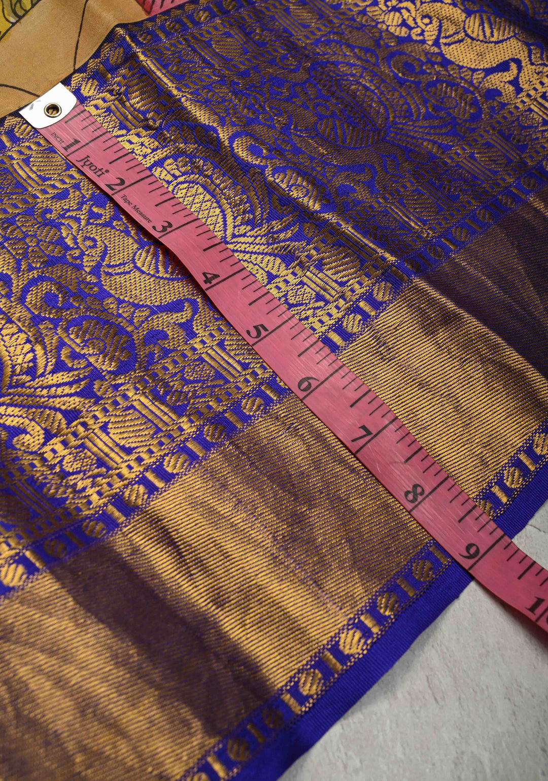Krishna and Gopikas Theme : Authentic Pen Kalamkari on Pure Kanjivaram Silk Saree with Wide Zari Border | SILK MARK CERTIFIED