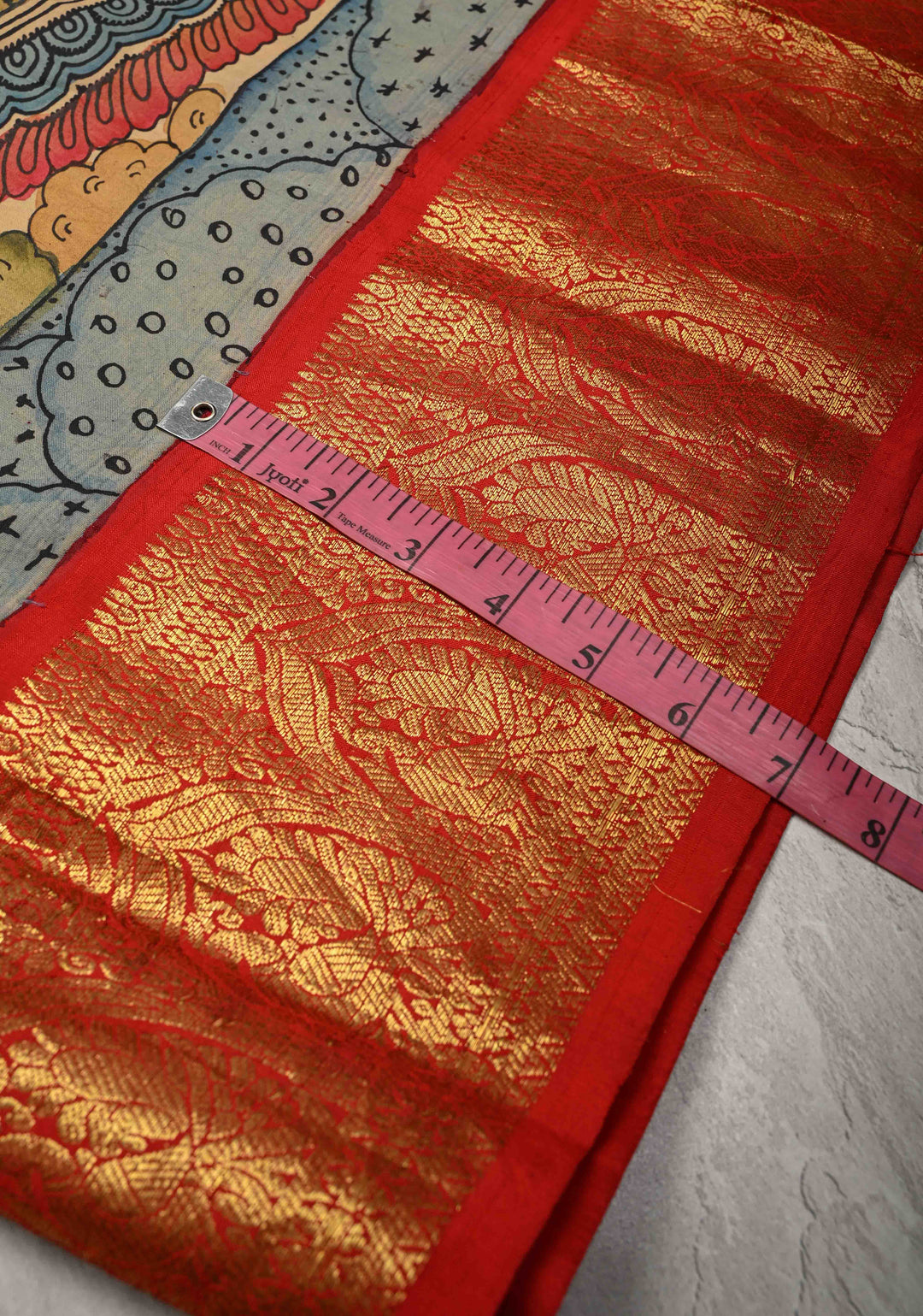 Krishna Leela Authentic Pen Kalamkari on Pure Kanjivaram Silk Saree with Zari Border | SILK MARK CERTIFIED