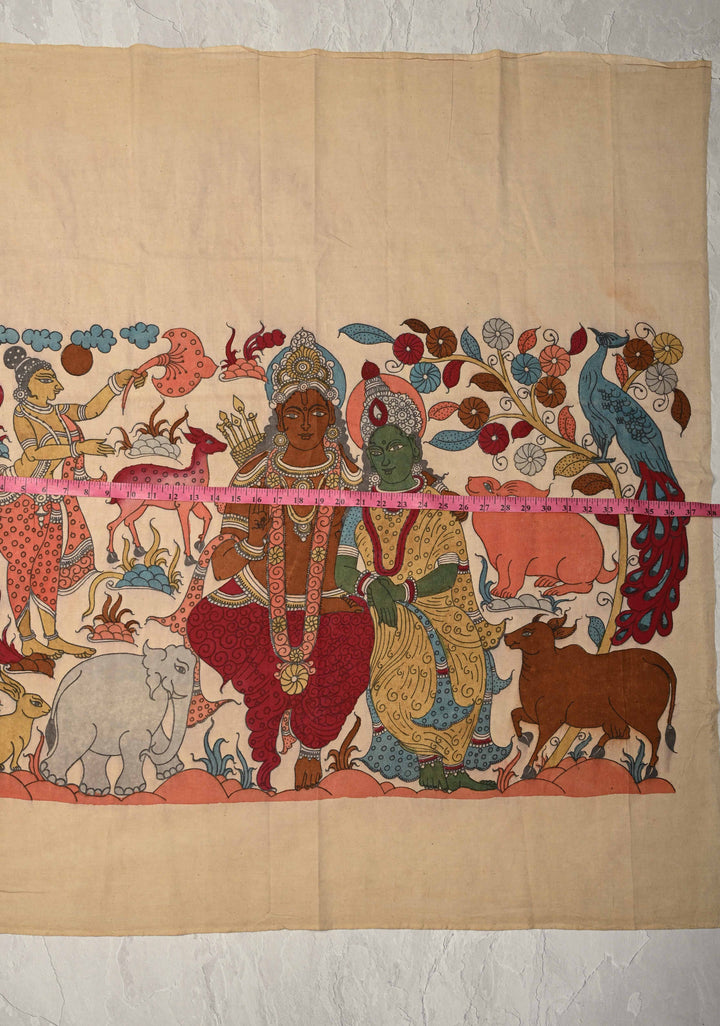 24 x 37 Mythological Theme Authentic Pen Kalamkari Wall mural on fabric, unframed