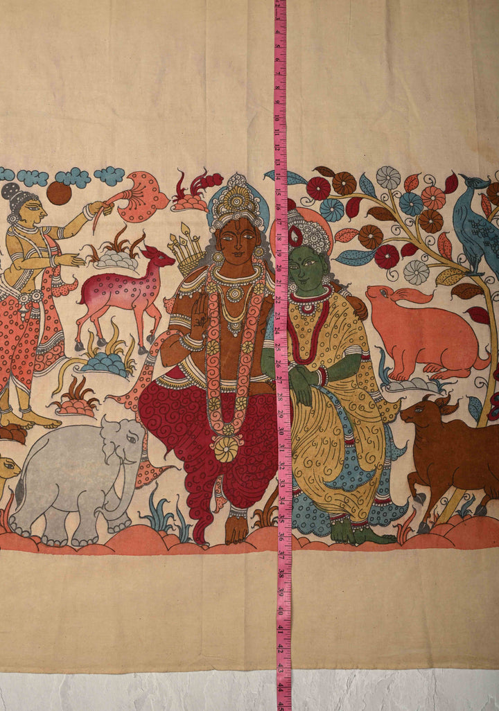24 x 37 Mythological Theme Authentic Pen Kalamkari Wall mural on fabric, unframed