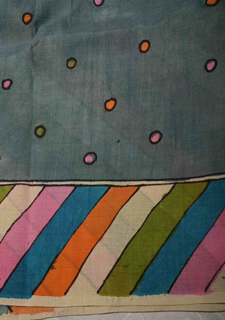 Floral Theme : Pink Authentic Pen Kalamkari on Cotton Saree