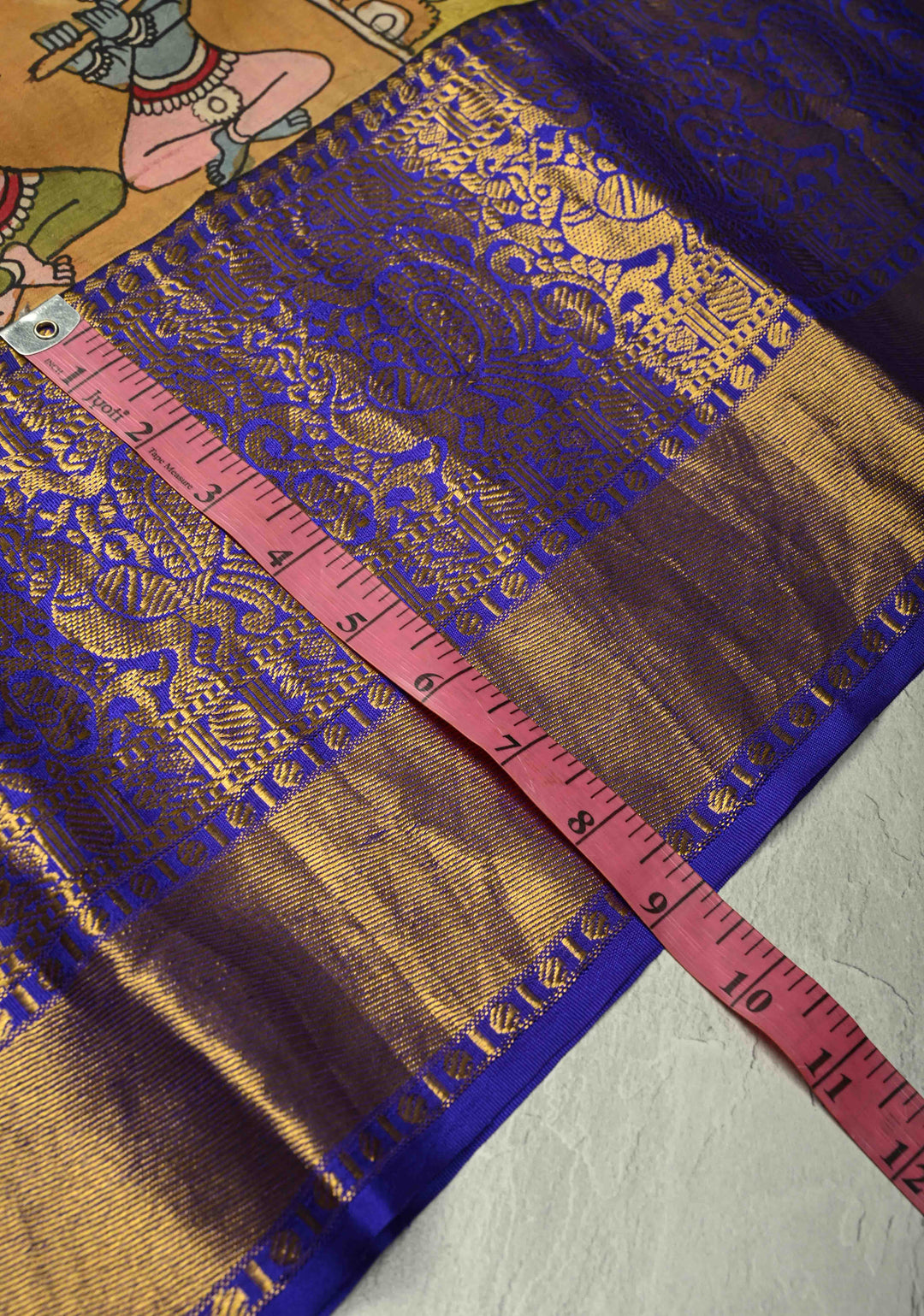 Sita Ram Kalyanam Theme :  Authentic Pen Kalamkari on Pure Kanjivaram Silk Saree with Wide Zari Border | SILK MARK CERTIFIED