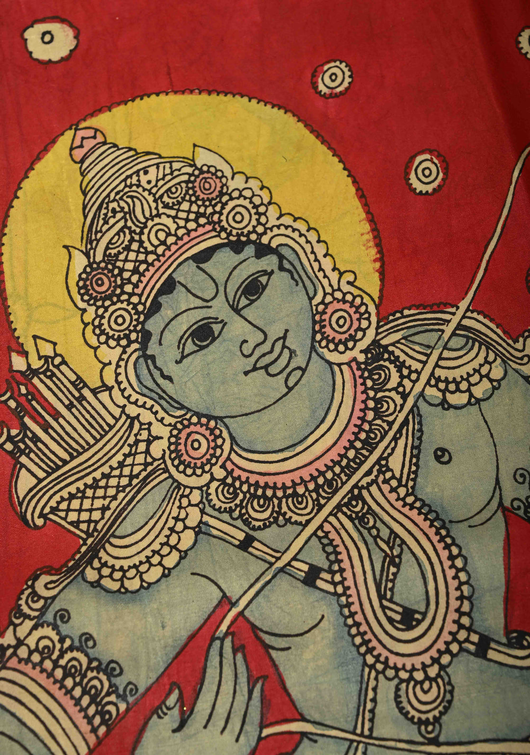 Sita Ram Kalyanam Theme :  Authentic Pen Kalamkari on Pure Kanjivaram Silk Saree with Wide Zari Border | SILK MARK CERTIFIED