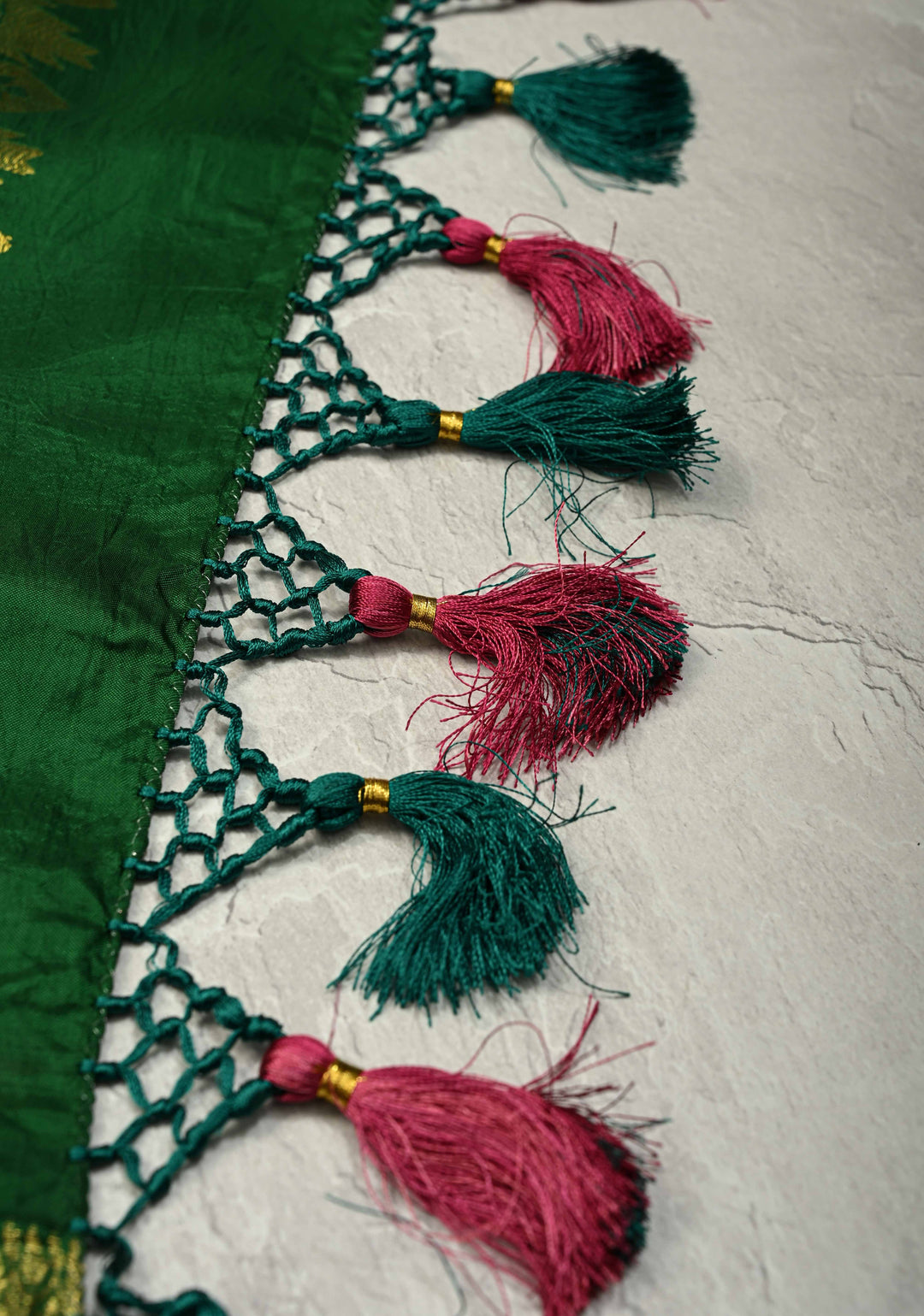 Nari Shakti and Floral Theme  : Turquoise Authentic Pen Kalamkari on Pure Kanjivaram Silk Saree with Bottle Green Zari Border | SILK MARK CERTIFIED