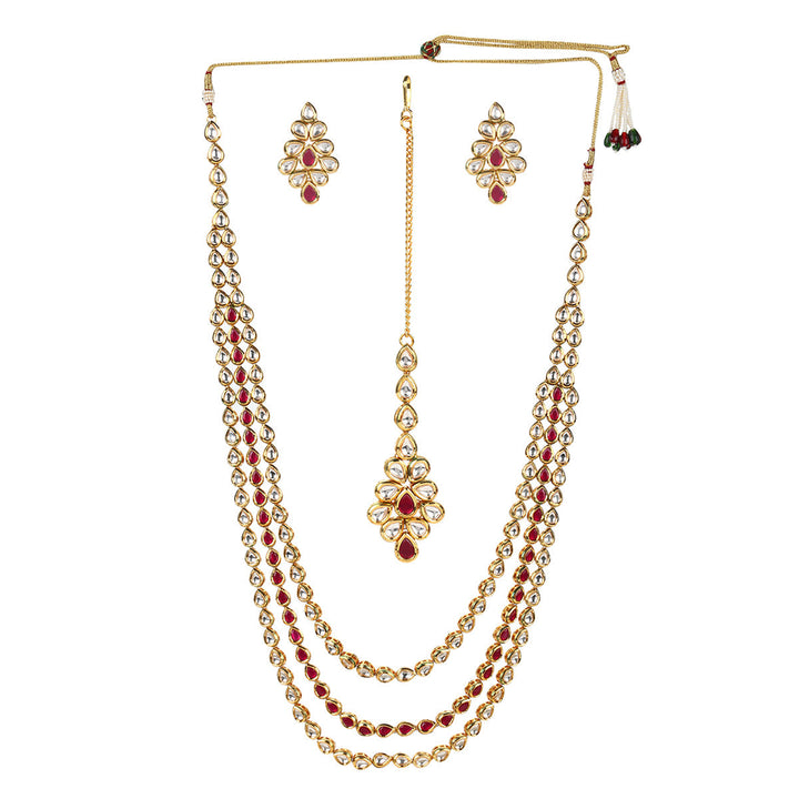 Premium Kundan Elegance Gold Plated Necklace Set | SHOBITAM
