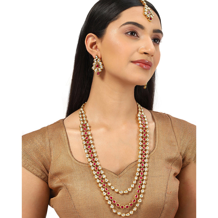 Premium Kundan Elegance Gold Plated Necklace Set | SHOBITAM