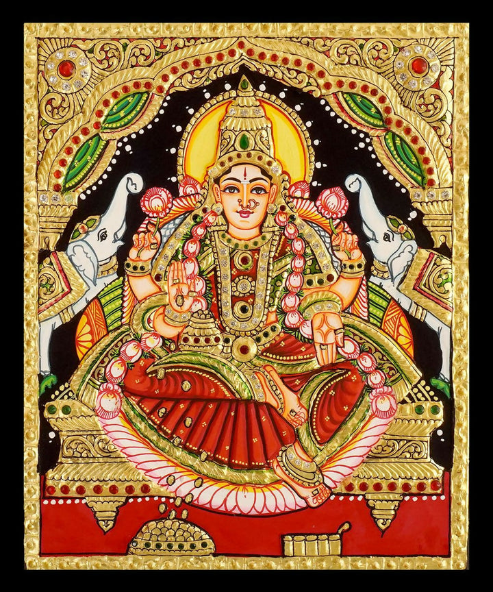 TANJORE PAINTING GAJA LAKSHMI 12*10 | SHOBITAM