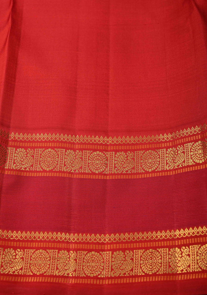 Korvai Meenakari Brocade Pista Green Kanjivaram Pure Silk Saree with Gold Silver Zari Brocade and Contrast Zari Border | SILK MARK CERTIFIED